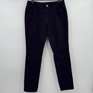 Ann Taylor Pants Women 8 Purple Velour Curvy Slim Trousers Stretch Ankle MidRise